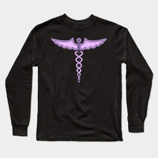 Caduceus Staff of Hermes Pink Long Sleeve T-Shirt